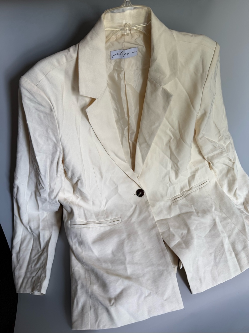 Petal & Pup Cream Single-Button Notch Lapel Blazer